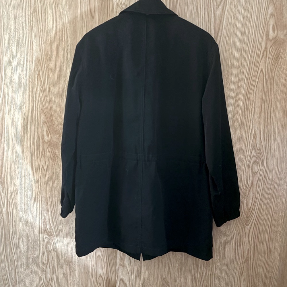 Gallery Black Classic Business Trench Coat Full Zip Oversized - Picture 2 of 4